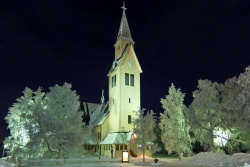 Arjeplog Church, at night