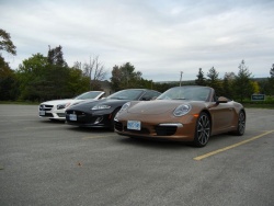 Jaguar XKR, Mercedes-Benz SL 550 and Porsche 911 Carrera S cabriolet