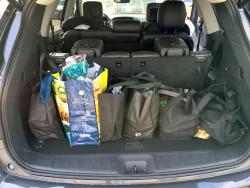 2014 Nissan Pathfinder Hybrid cargo area with groceries