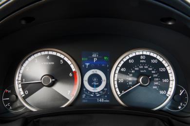 2015 Lexus NX 200t F Sport gauges showing accelerometer