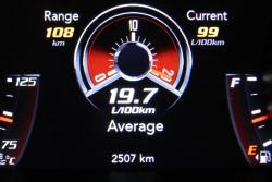 2015 Dodge Challenger Hellcat SRT fuel economy gauge