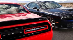 2015 Dodge Challenger SRT Supercharged (left) and Dodge Challeng
